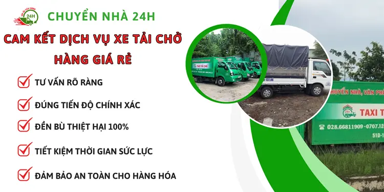 Cam kết chất lượng dịch vụ cho thuê xe tải chở hàng giá rẻ, đảm bảo chất lượng cho hàng hóa, mang đến sự hài lòng cho quý khách