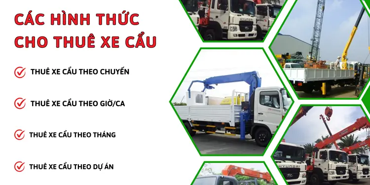 Dịch vụ cho thuê xe cung cấp đa dạng các hình thức cho thuê xe cẩu giúp cho quý khách dễ dàng lựa chọn