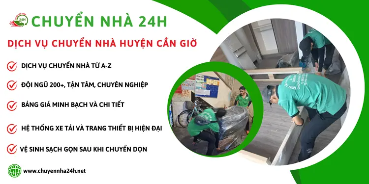 Dịch vụ Chuyển Nhà 24H cung cấp dịch vụ chuyển nhà trọn gói huyện Cần Giờ mang đến sự hài lòng cho quý khách hàng với sự chuyển nghiệp và nhiệt tình