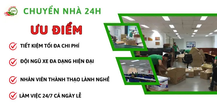 Dịch vụ chuyển văn phòng của Chuyển Nhà 24H có những ưu điểm mang đến sự hài lòng đến với quý khách hàng 